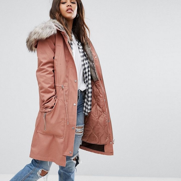 ASOS Tall Jackets & Blazers - ASOS TALL Parka with Detachable Faux Fur Liner
